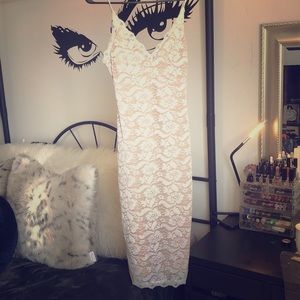 Sexy sleek white lace summer dress.